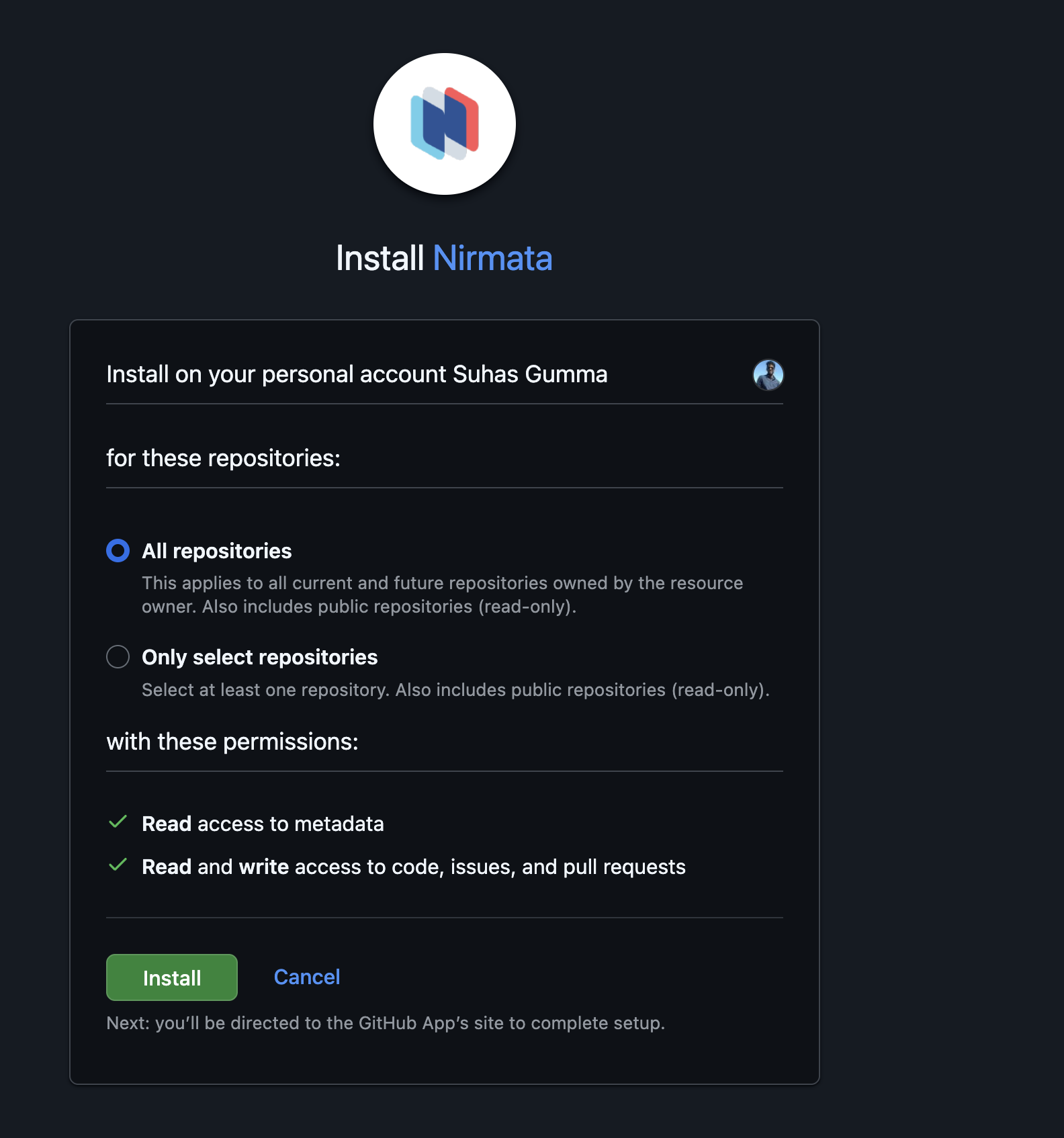 Install Nirmata GitHub App