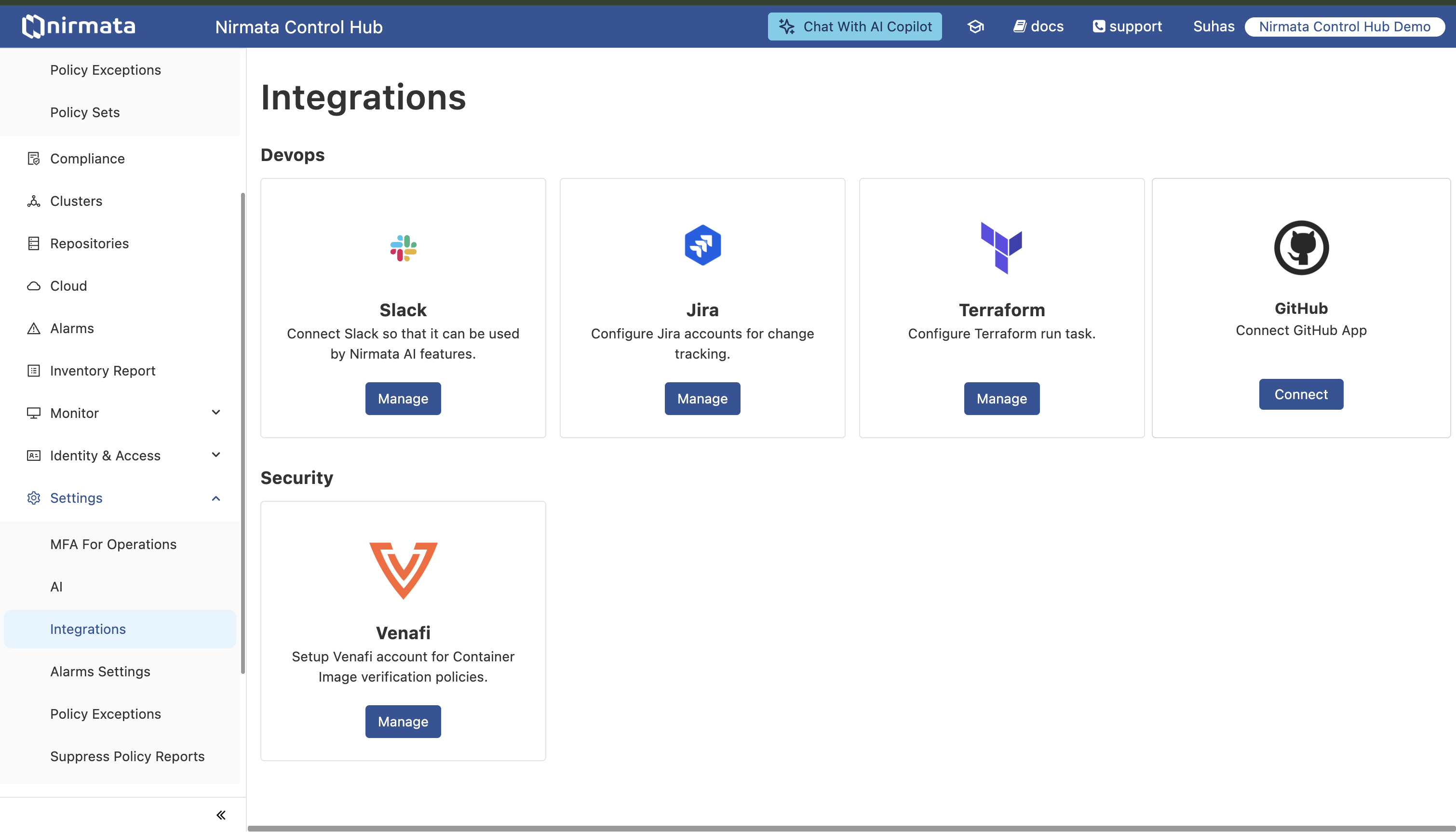 Integrations Page